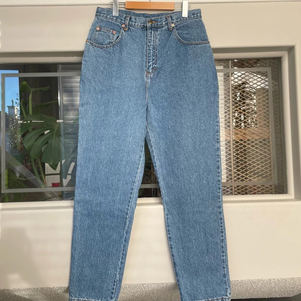 L.A. BLUES 90s Vintage Denim MomJeans Stone Wash High Straight Size 10 M L